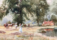 A Superb C19th Victorian Watercolour - Haymaking in a River Landscape by Arthur Wilkinson (1860-1930)SOLD