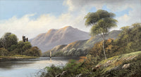 Excellent C19th Victorian English School Oil on Board - Highland Loch Scene - G.Cole SOLD