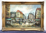 Stunning Large Vintage Mid C20th French Impressionist Oil on Canvas - Extensive Parisian Street Scene SOLD