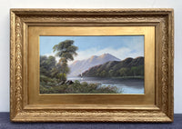 Fine C19th Victorian English School Oil on Board - Highland Loch Scene - G.Cole SOLD