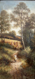 Fabulous large C19th Victorian English School Oil on Canvas - Girl on a Rural Lane SOLD