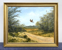 Exquisite Vintage Oil on Canvas - "Breaking Cover" Pheasant in a Rural Lane - R.Green SOLD