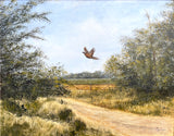 Exquisite Vintage Oil on Canvas - "Breaking Cover" Pheasant in a Rural Lane - R.Green SOLD