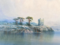 An Exquisite Early C20th Watercolour - A Ruin by a Loch - William John Baker 1913 SOLD