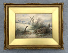 Exquisite C19th Victorian Watercolour - Wintry Landscape with a Windmill dated 1877 SOLD