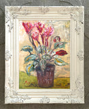 Exquisite Vintage English School Post Impressionist Oil on Panel - Flowers in a Pot