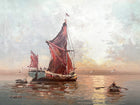 A Fine Vintage Mid C20th Impressionist Oil on Canvas - Shipping off the Coast SOLD