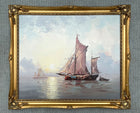 A Superb Large Vintage Mid C20th Impressionist Oil on Canvas - Shipping in a Calm Sea SOLD