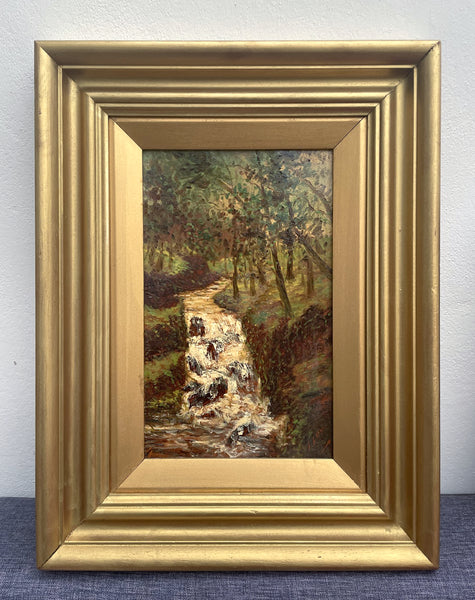 A Delightful C19th Victorian English School Oil on Board - Woodland Stream SOLD