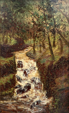 A Delightful C19th Victorian English School Oil on Board - Woodland Stream SOLD