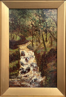 A Delightful C19th Victorian English School Oil on Board - Woodland Stream SOLD