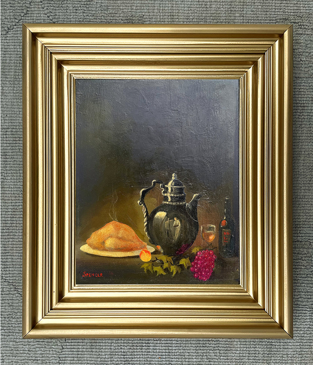 Fine Mid C20th English School Oil on Board - Festive Fayre on a Table SOLD