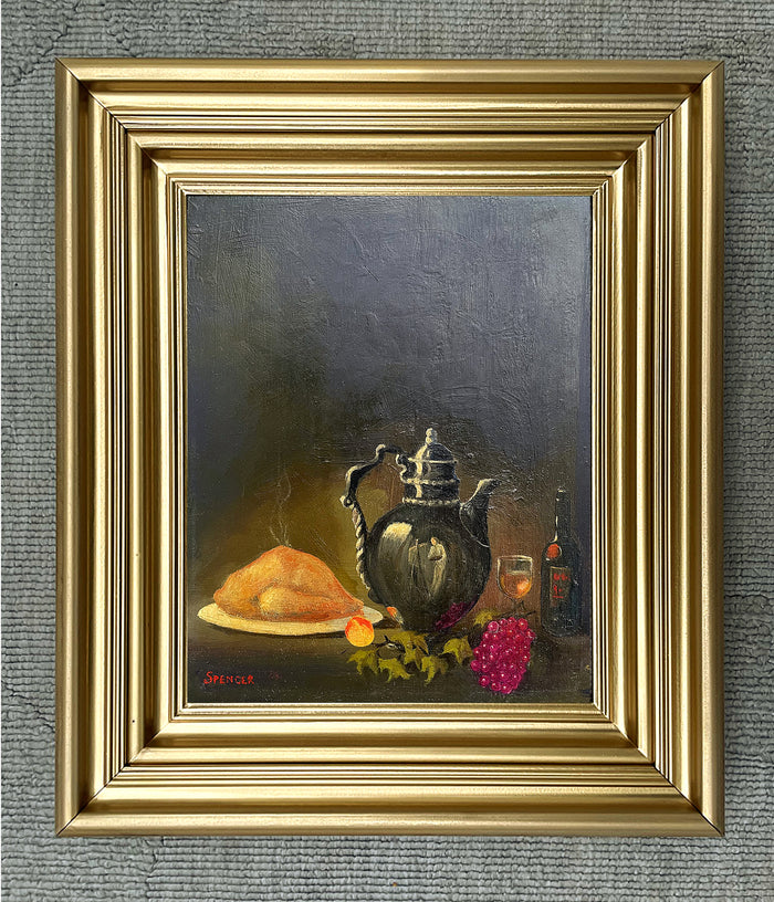 Fine Mid C20th English School Oil on Board - Festive Fayre on a Table SOLD