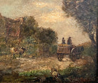 Fine Early C19th Victorian Oil on Canvas - Horse & Cart by a Rural Cottage SOLD