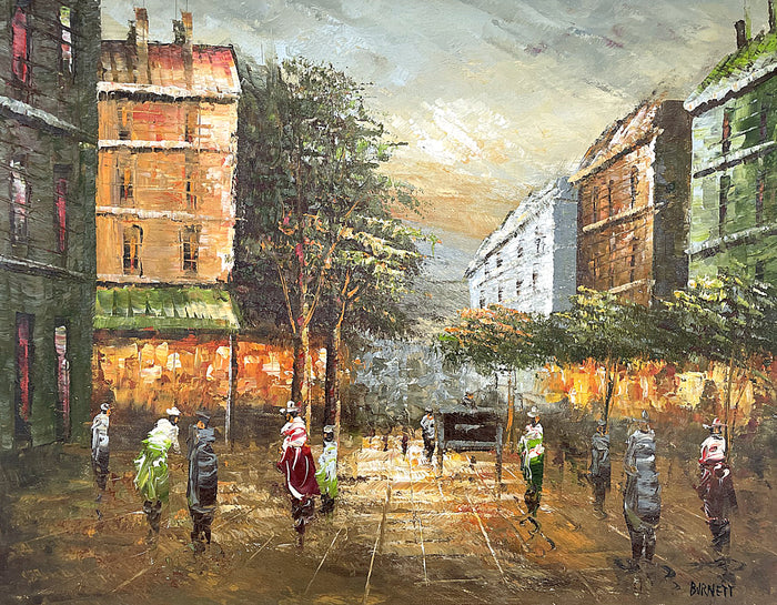Exquisite Vintage Impressionist Oil on Canvas of a Parisian Boulevard by Caroline Burnett SOLD