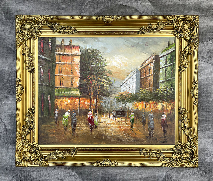 Exquisite Vintage Impressionist Oil on Canvas of a Parisian Boulevard by Caroline Burnett SOLD