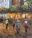 Exquisite Vintage Impressionist Oil on Canvas of a Parisian Boulevard by Caroline Burnett