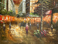 Fine Vintage Impressionist Oil on Canvas of a Parisian Street Scene by Caroline Burnett