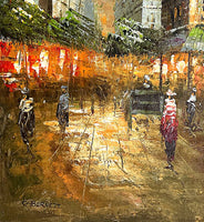 Fine Vintage Impressionist Oil on Canvas of a Parisian Street Scene by Caroline Burnett