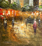 Fine Vintage Impressionist Oil on Canvas of a Parisian Street Scene by Caroline Burnett