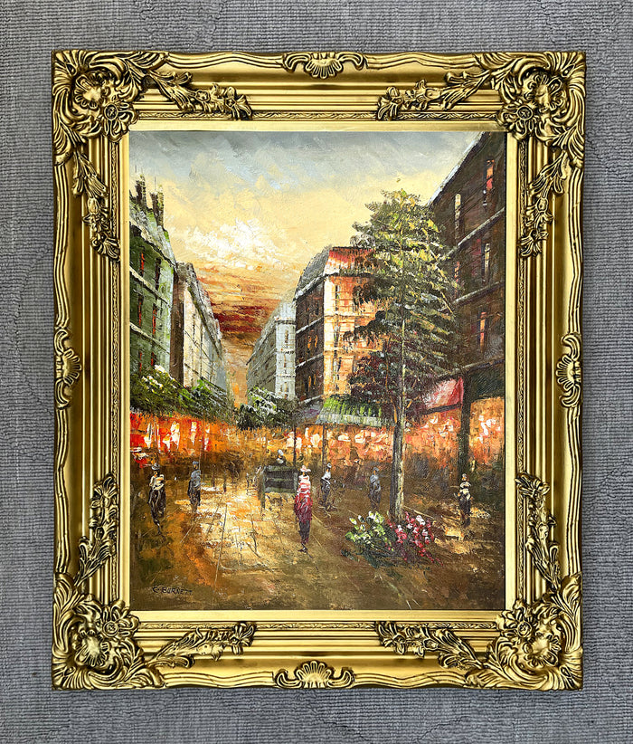Fine Vintage Impressionist Oil on Canvas of a Parisian Street Scene by Caroline Burnett SOLD