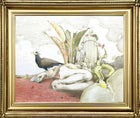 Exquisite Early C20th Surrealist Watercolour - Sleeping Lady & Peacock SOLD
