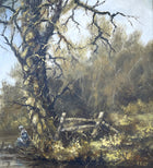 Fine Vintage Mid C20th Oil on Canvas - Girl by a Woodland Pond - Robert Ixer SOLD
