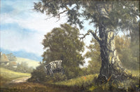 Superb C20th Vintage Oil on Canvas Board - Rural Landscape with a Haycart - Robert Ixer