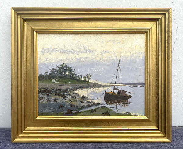 Fine Mid C20th Vintage Impressionist Oil on Board - The River Blackwater in Essex