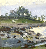 Fine Mid C20th Vintage Impressionist Oil on Board - The River Blackwater in Essex