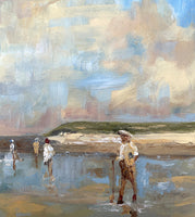 Beautiful Vintage Mid C20th French Impressionist Oil on Board - La Plage SOLD