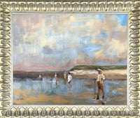 Beautiful Vintage Mid C20th French Impressionist Oil on Board - La Plage SOLD