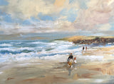 Delightful Vintage Mid C20th French Impressionist Oil on Board - Beach Scene SOLD
