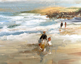 Delightful Vintage Mid C20th French Impressionist Oil on Board - Beach Scene SOLD