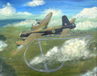 Fine Vintage Oil on Board Portrait of a Wellington Bomber in Flight