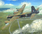 Fine Vintage Oil on Board Portrait of a Wellington Bomber in Flight