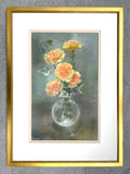 Exquisite Vintage Pastel Painting of Peach Carnations in a Vase by Jean Douglas