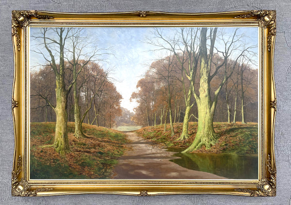 Superb Large Mid C20th Vintage Oil on Canvas - Woodland Landscape by David Mead (1906-1986)