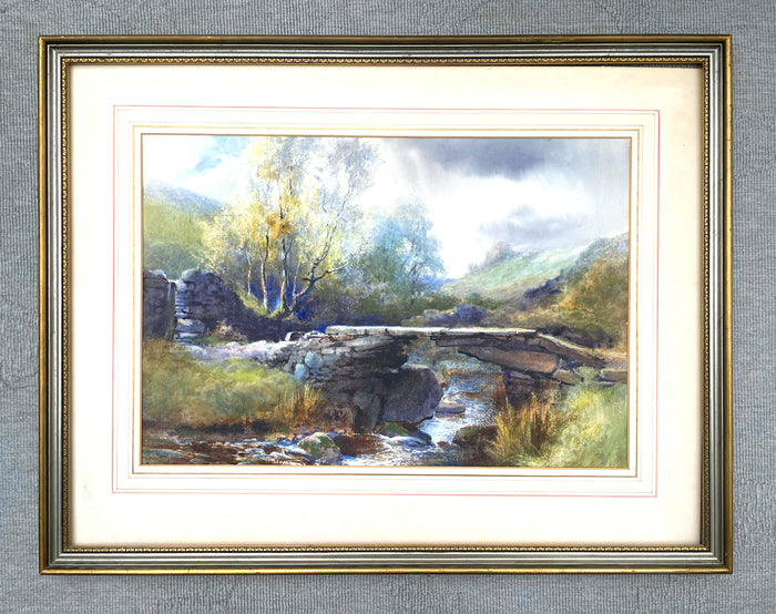 Superb late C19th Victorian Watercolour of Bronte Bridge Haworth by W J Boyes 1881 SOLD