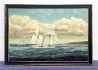 Superb Mid C20th Vintage English School Oil on Board Painting of a Schooner SOLD