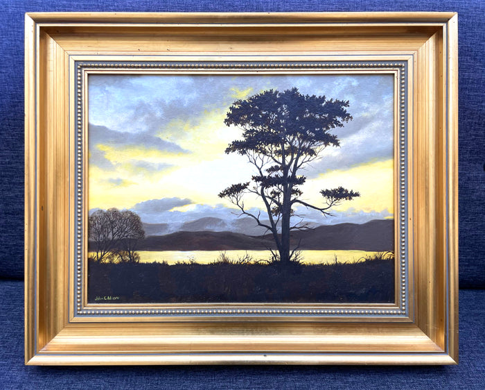 Beautiful Vintage mid C20th Oil on Canvas - Moonlit River Landscape - John C Moore SOLD
