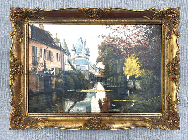 Beautiful Large Vintage Mid C20th Dutch School Oil on Canvas - Dutch River Scene SOLD