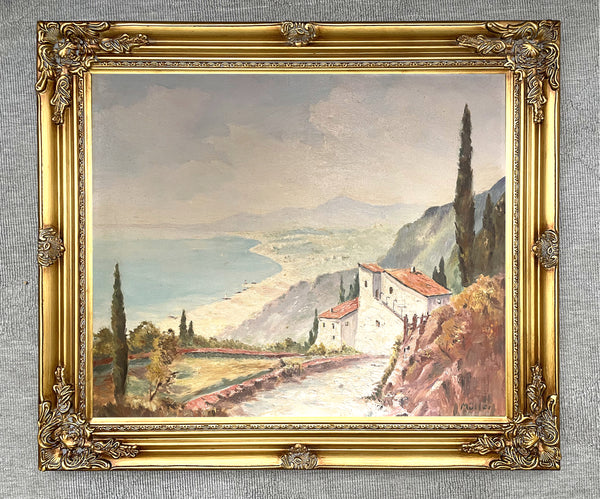 Superb Early C20th Italian School Oil on Canvas - Extensive Lake Scene - Muller