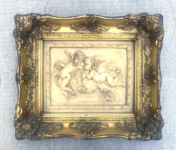 Superb Vintage Classical Marble/Parian Ware Relief Plaque depicting Cherubs