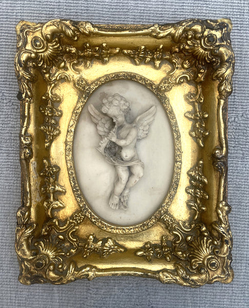 Exquisite Vintage Classical Marble/Parian Ware Relief Plaque depicting a Cherub