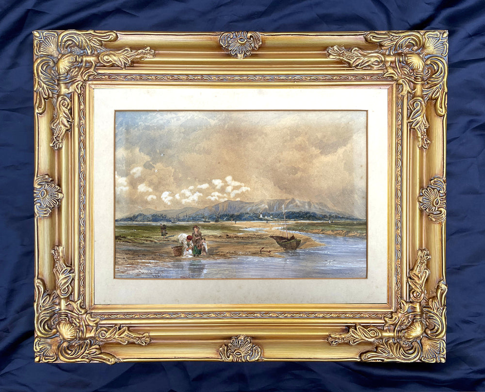 Excellent Early C19th Victorian Watercolour -Fisherfolk on the Beach- David Cox Jnr 1841 SOLD