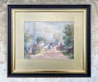 Delightful Early C20th Edwardian Watercolour - Figures on a Bridge - S.T Wardle 1905
