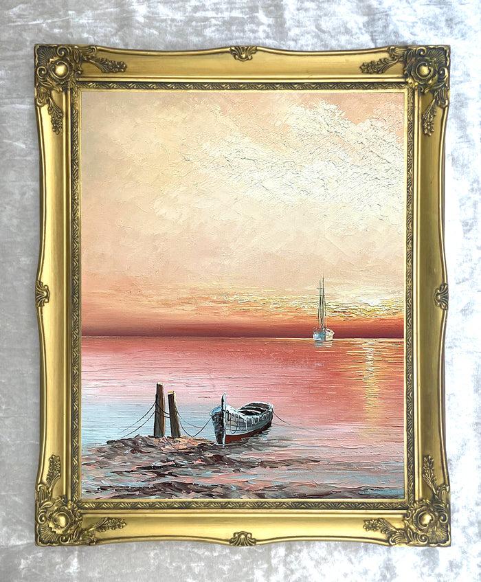 A Fine Vintage Mid C20th Oil on Canvas - Shipping at at Twilight