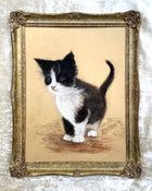 Delightful Vintage Mid C20th Pastel & Watercolour Portrait of a Kitten - Mabel Gear SOLD