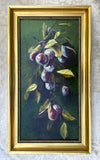 Fine C19th Victorian Still Life Oil on Canvas - Plums on a Branch